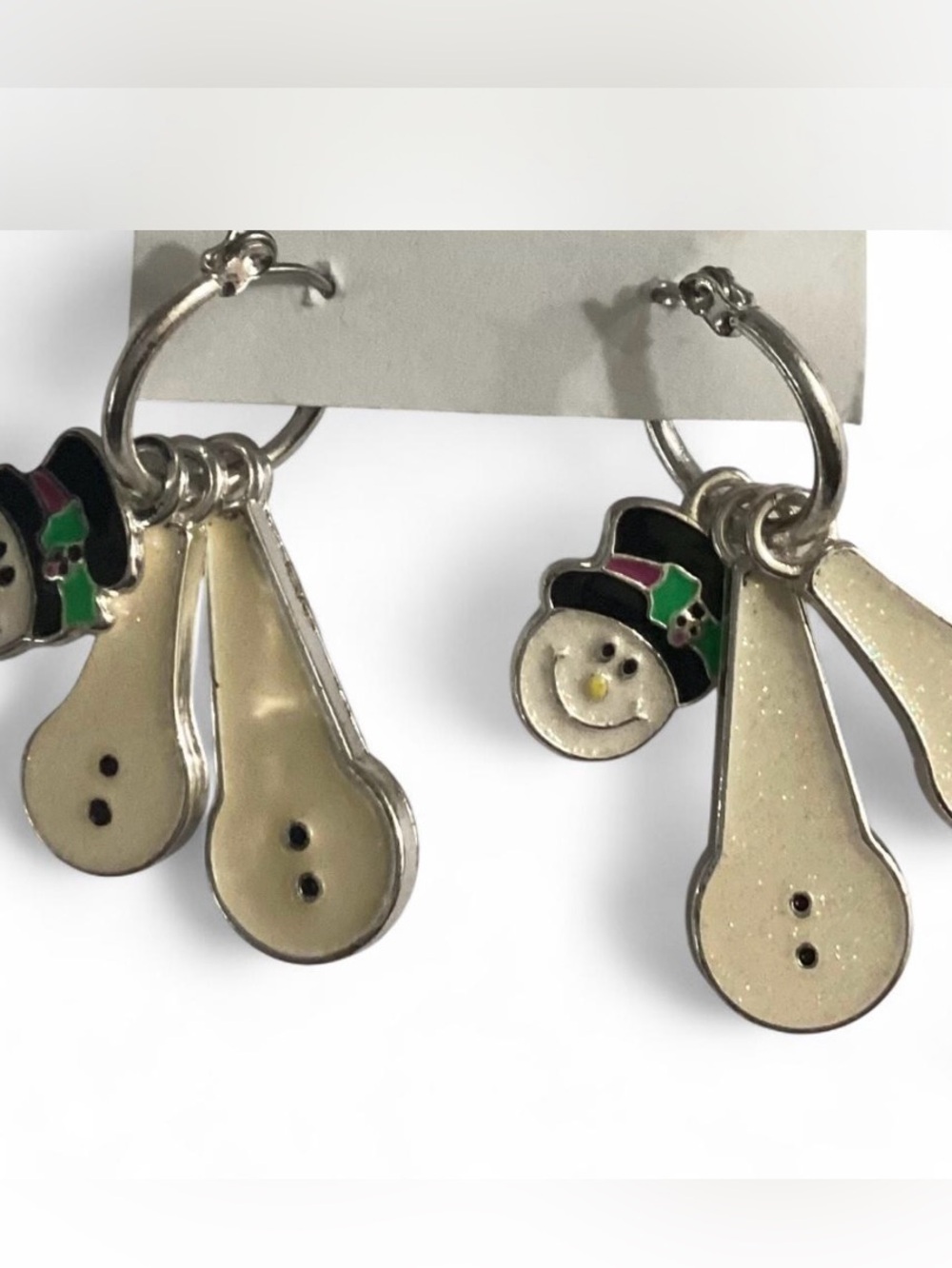 Snowman Enamel Hoop Earrings, 1.5 Inches – Festive Holiday Jewelry - Picture 5 of 5